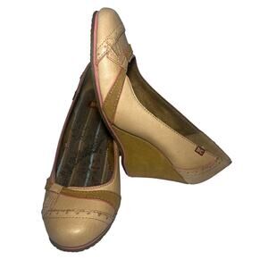 Womens‎ Shoes Leather Wedge Wing Tip Brown & Pink Retro Twee Size 8